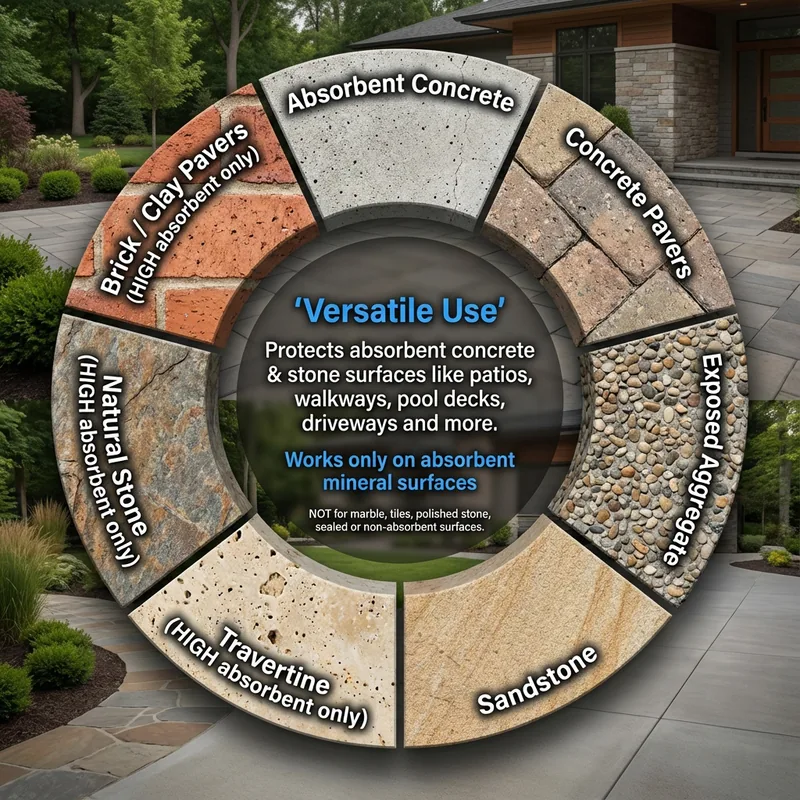 Nanoprotect concrete sealer works on driveways, patios, pavers, walkways and natural stone